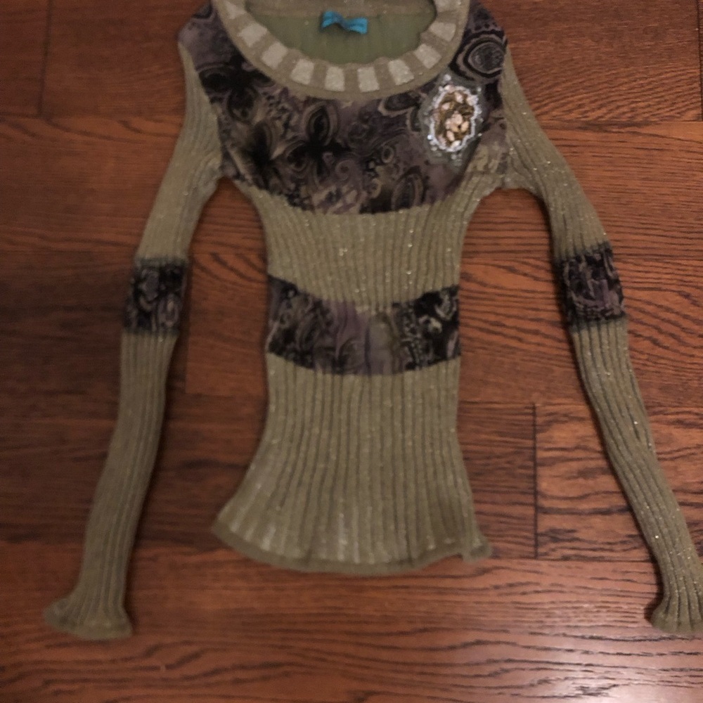 Desigual Olive Green Long Sleeve Sweater